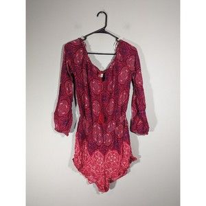 O'Neill Hot Pink Boho Long Sleeve Romper Women Size M